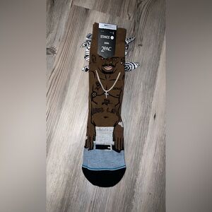 Tupac 2Pac Anthem STANCE Socks Mini Bandana Sz L Large 9-13 New Resurrected Crew